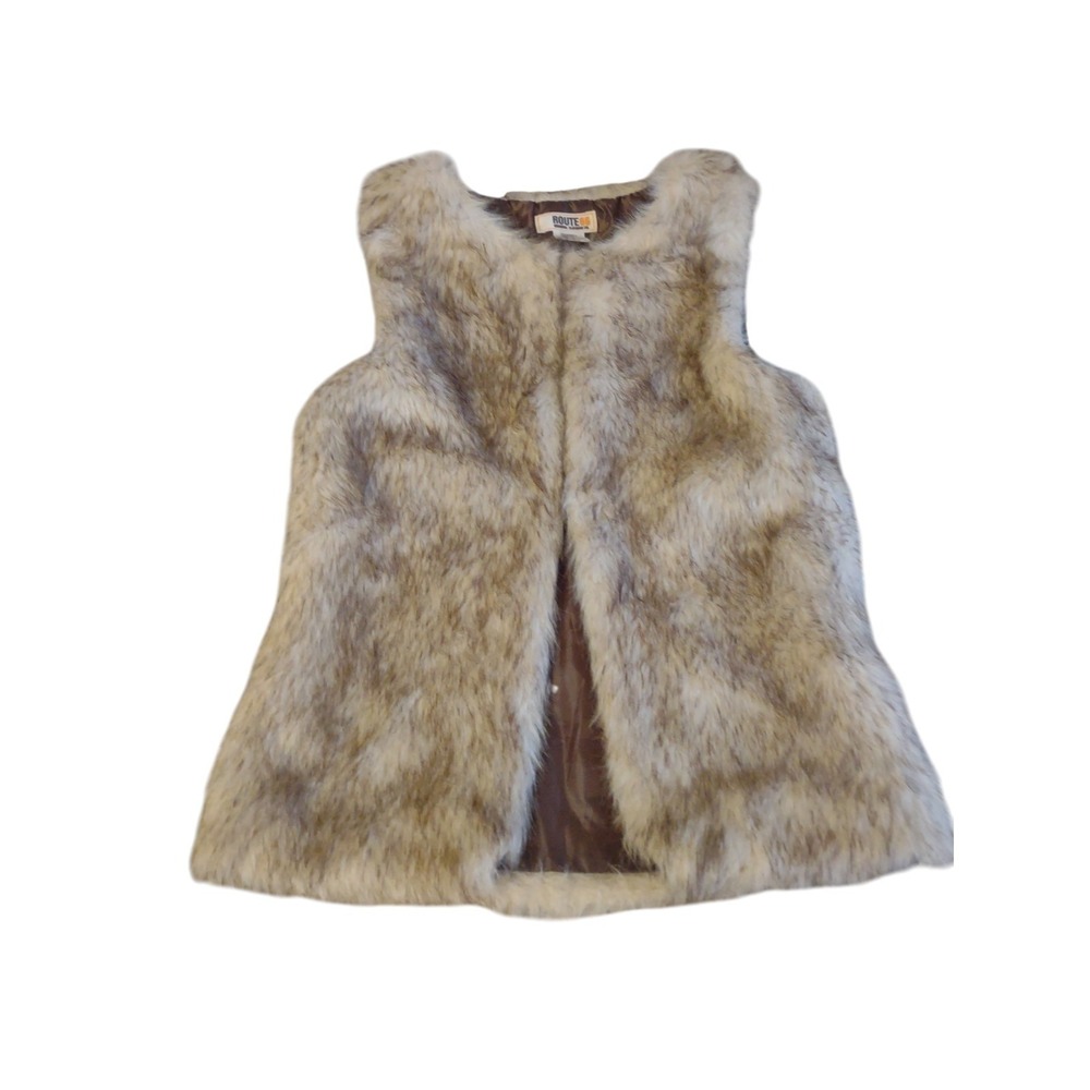 Route 66 Vest Girls Large Faux Fur Boho Hippie Mob Wife Cozy‎ Retro 70s Style